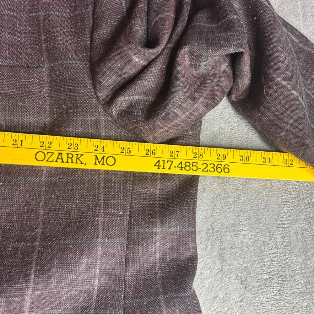 Ralph Lauren Sport Coat Men 56R Burgundy Plaid Wool Silk Linen Blazer Canada